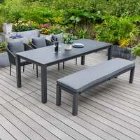 Bracken Outdoors Maldives Rope Aluminium 6 Seat Rectangular Garden Dining Bench and Chair Set, Late February 2026
