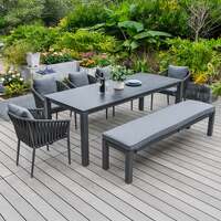 Bracken Outdoors Maldives Rope Aluminium 8 Seat Rectangular Garden Dining Bench and Chair Set, Early March 2026