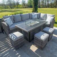 Bracken Outdoors Montrose Rattan Corner Garden Furniture Set with Fire Pit Table, Late April 2025