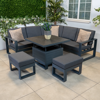 Bracken Outdoors Portland Aluminium Compact Corner Garden Furniture Set with Adjustable Table, Early March 2026