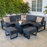 Bracken Outdoors Portland Aluminium Compact Corner Garden Furniture Set with Fire Pit Table, Early March 2026