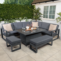 Bracken Outdoors Portland Aluminium Corner Garden Furniture Set with Fire Pit Table, Mid February 2026