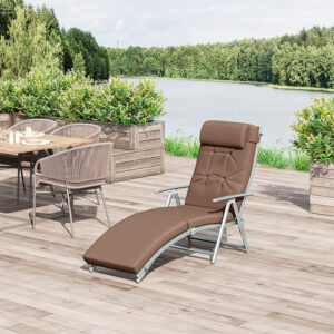 Brown Reclining Padded Sun Lounger With Pillow