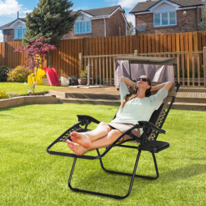 Coffee Zero Gravity Reclining Lounger Chair With Sun Shade