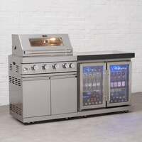 Draco Grills 4 Burner BBQ Modular Outdoor Kitchen with Double Fridge Unit, Mid February 2026 / With Granite Side Panels