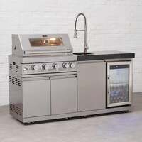 Draco Grills 4 Burner BBQ Modular Outdoor Kitchen with Sink and Fridge Unit, Mid May 2026 / With Granite Side Panels