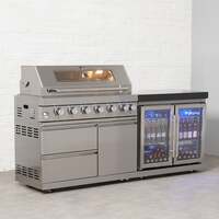 Draco Grills 6 Burner BBQ Modular Outdoor Kitchen with Double Fridge, Mid June 2025 / With Granite Side Panels