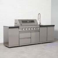 Draco Grills 6 Burner BBQ Modular Outdoor Kitchen with Gas Bottle Cabinet and Sink, Mid June 2025 / With Granite Side Panels