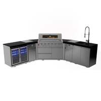 Draco Grills 6 Burner BBQ Modular Outdoor Kitchen with Searing Stations, Double Fridge and Sink, Mid June 2025 / With Granite Side Panels