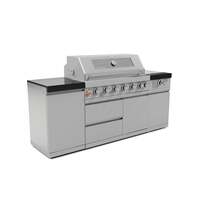 Draco Grills Deluxe 6 Burner BBQ Modular Outdoor Kitchen with Sear Station and Gas Bottle Cabinet, Mid June 2025 / With Granite Side Panels