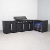 Draco Grills Fusion 6 Burner Black Outdoor Kitchen with Modular Side Burner, Double Fridge, 90 Degree Corner, Double Cupboard, Mid March 2026