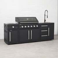 Draco Grills Fusion 6 Burner Black Outdoor Kitchen with Modular Side Burner and Sink, Mid February 2026