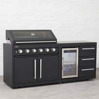 Draco Grills Fusion 6 Burner Black Outdoor Kitchen with Modular Single Fridge, End of May 2025