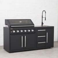 Draco Grills Fusion 6 Burner Black Outdoor Kitchen with Modular Sink, Mid May 2025