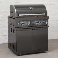 Draco Grills Outdoor Kitchen 4 Burner Black Stainless Steel Gas Barbecue, With Side Shelves