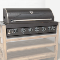 Draco Grills Outdoor Kitchen 6 Burner Build In Deluxe Black Stainless Steel Barbecue with Rear Burner, Mid February 2026