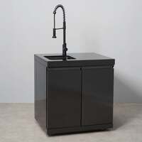 Draco Grills Outdoor Kitchen Black Stainless Steel Sink Cabinet with Granite Top, Mid May 2025