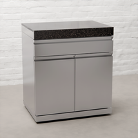 Draco Grills Outdoor Kitchen Stainless Steel Single Drawer and Double Door Cabinet with Granite Top