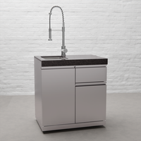 Draco Grills Outdoor Kitchen Stainless Steel Sink and Drawer Cabinet with Granite Top