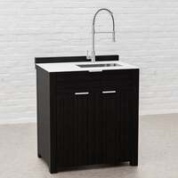Draco Grills Teak Carbon Line Modular Outdoor Kitchen Sink Cabinet with Ceramic Top