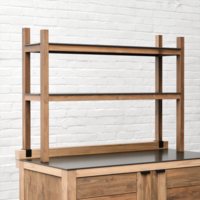 Draco Grills Teak Modular Outdoor Kitchen Add-On Double Shelf with Ceramic Top