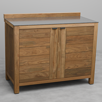 Draco Grills Teak Modular Outdoor Kitchen Double Door Cabinet with Ceramic Top, Early May 2025