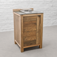Draco Grills Teak Modular Outdoor Kitchen Side Burner Cabinet with Ceramic Top, Early June 2025