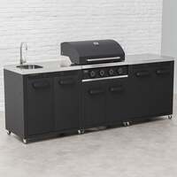 Draco Grills Titan 4 Burner Black Outdoor Kitchen Gas Barbecue with Double Cupboard and Sink, Late February 2026