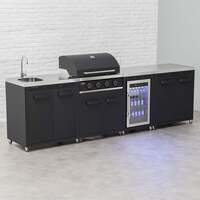 Draco Grills Titan 4 Burner Black Outdoor Kitchen Gas Barbecue with Fridge, Double Cupboard and Sink, Mid March 2026
