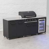 Draco Grills Titan 4 Burner Black Outdoor Kitchen Gas Barbecue with Fridge and Double Cupboard, Mid March 2026