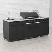 Draco Grills Titan 4 Burner Black Outdoor Kitchen Gas Barbecue with Side Burner and Sink, Late February 2026