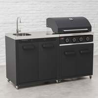 Draco Grills Titan 4 Burner Black Outdoor Kitchen Gas Barbecue with Sink Cabinet, Mid February 2026