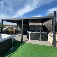 Ex Display Bracken Outdoors Eclipse 6m x 4m Grey Rectangular Motorised Aluminium Garden Pergola with Lights- Collection Only