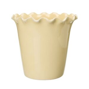 Frill ceramic orchid pot - butter yellow