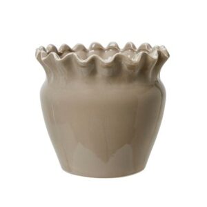 Frill ceramic plant pot - beige