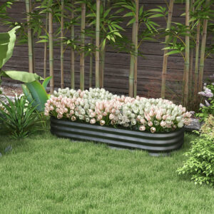 Galvanised Raised Garden Bed Planter Dark Grey