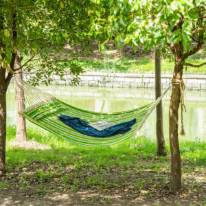 Green Double Cotton Hammock With Pillow