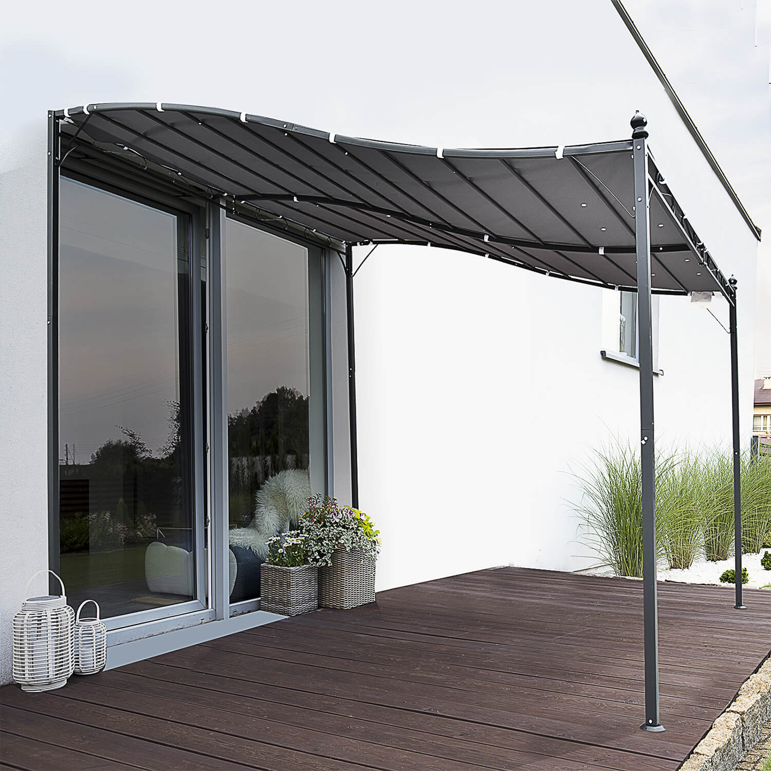 Grey 3X3M Freestanding Garden Pergola Sun Shade