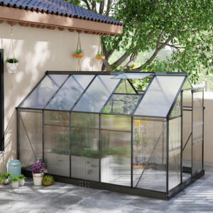 Grey 6X10Ft Walk-In Polycarbonate Greenhouse