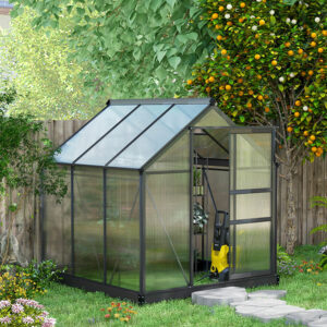 Grey 6X6Ft Walk-In Polycarbonate Greenhouse