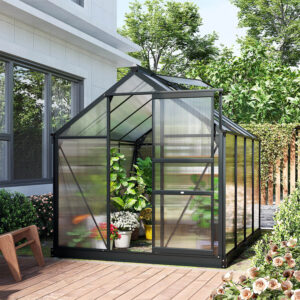 Grey 6X8Ft Walk-In Polycarbonate Greenhouse