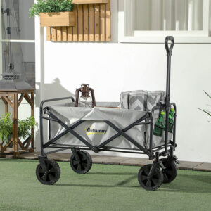 Grey Folding Outdoor Storage Trolley Cart