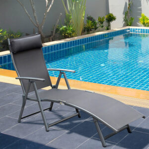 Grey Sun Lounger Recliner With Headrest