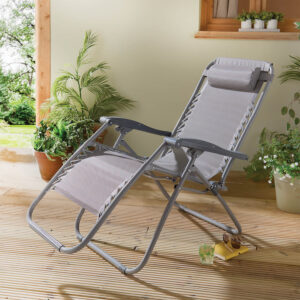 Grey Zero-Gravity Reclining Garden Chair