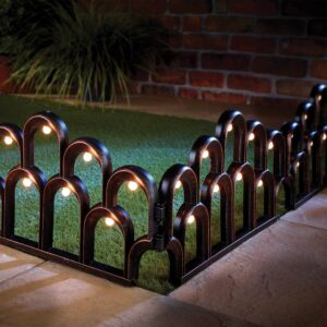 Lawn Edging with Solar Panel Set of 4 Bronze H34 xW49 xD2.2cm inc ground stake