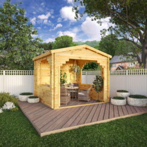 Mercia 3M X 3M Gazebo Log Cabin 28Mm