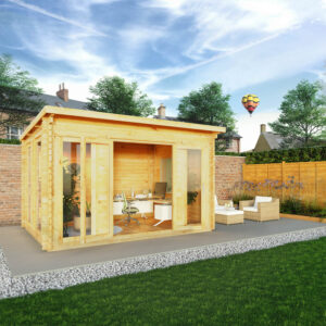 Mercia 4M X 3M Studio Pent Log Cabin 44Mm