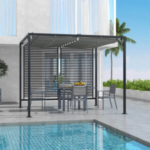 Metal Pergola Retractable Canopy Grey
