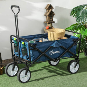 Navy Folding Outdoor Storage Trolley Cart
