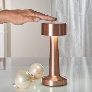 Rechargeable Table Lamp (Rose Gold), H21cm, Dia. 9cm, Includes USB Port and Charger